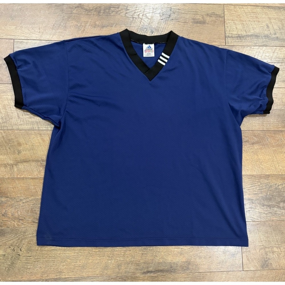 Vintage‎ 90s Adidas Soccer Practice Jersey Navy Blue XL Big Back Logo